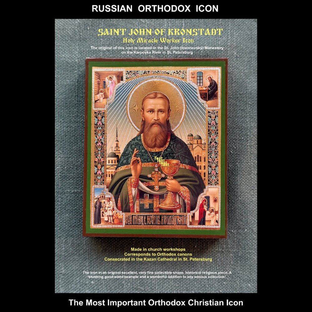 RUSSIAN ICON / SAINT JOHN OF KRONSTADT HOLY RIGHTEOUS MIRACLE WORKER